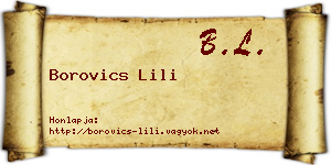 Borovics Lili névjegykártya